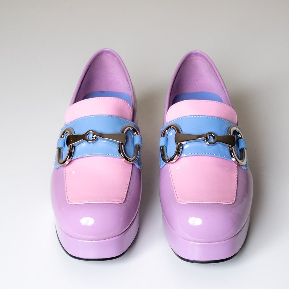 NEW 💕 Jeffrey Campbell Student 2 Platform Loafer Patent Leather Liliac - Picture 4 of 17